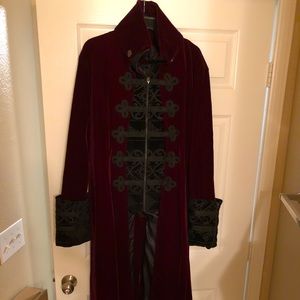Renaissance or Costume Men’s Punk Tailcoat Burgundy/Black Size 3XL